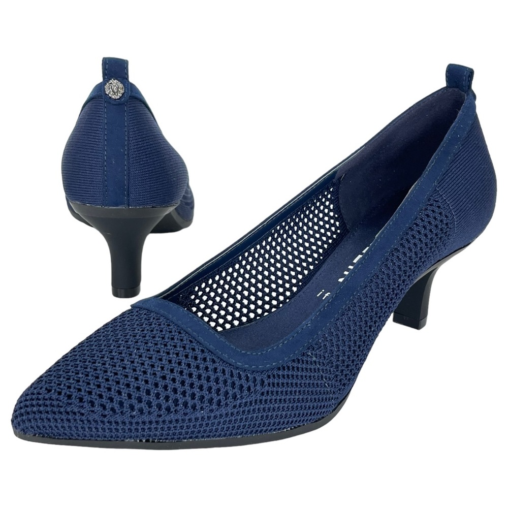 Anne Klein Rebecca Navy Knit Mesh Heels. Size 9.5M - Picture 8 of 11